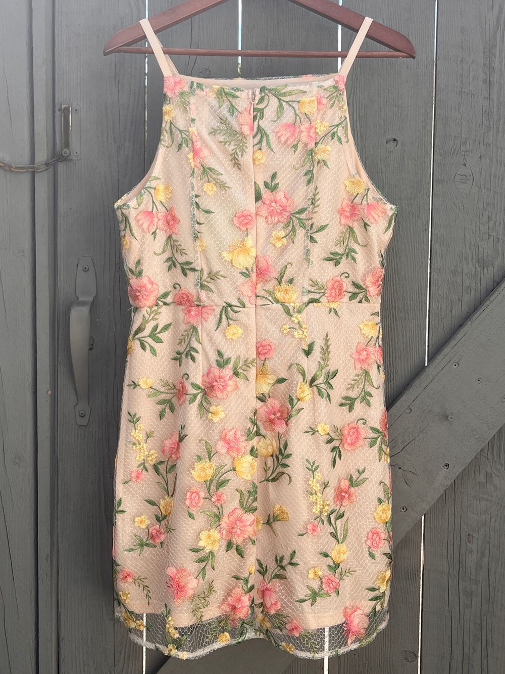 Sam Edelman Embroidered Mesh Mini Dress Cream Pink NWT Size 8 - Picture 7 of 14